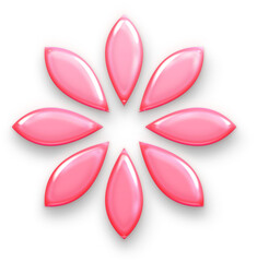 Star Shape Pink Flower 3D Glossy Icon in Y2K Aesthetic. Abstract Geometric Blossom in a Sweet Candy Style. Retro 2000s Sticker Accessory for Trendy Poster and Graphic Design.