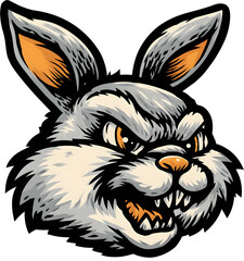 Fierce Angry Rabbit or Hare Mascot Head Logo