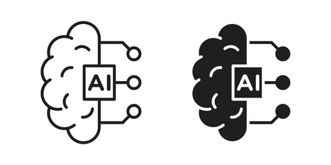 AI brain icon simple vector symbol
