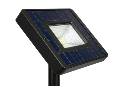 High-efficiency solar-powered floodlight with LED panel, designed for outdoor security, garden lighting, or eco-friendly tech solutions.
