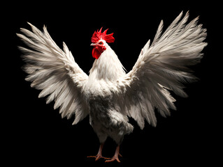 大きく羽を広げた鶏