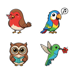 Adorable Bird Illustrations A Delightful Collection of Cartoon Avian Creatures