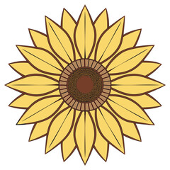 Fototapeta premium A flat vector illustration featuring one distinct representations of a sunflower