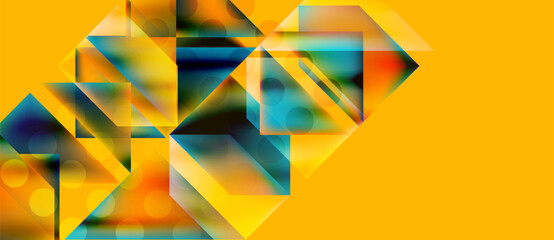 Obraz premium Abstract geometric composition. Bright colors, sharp angles, overlapping shapes create dynamic visual effect. Modern design elements present.