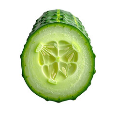 view captures a cross-section of a vibrant green cucumber against a stark black background, displaying its internal structure, textures, and natural details in bright, fresh colors to attract...