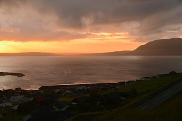 Golden Hour Over Torshavn and Surrounding Atlantic Waters, Faroe Islands
