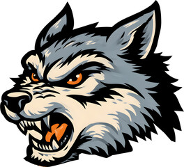 Angry Wolf Head Roaring Mascot Logo Illustration

