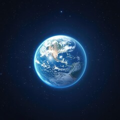 Fototapeta premium Earth globe floating in dark blue starry space