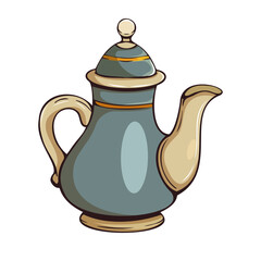 An illustrated teapot with a lid and a handle