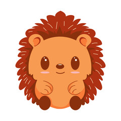 Cute cartoon hedgehog illustration on a white background.