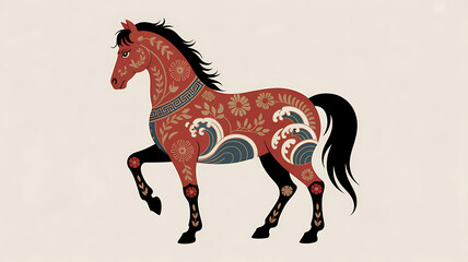 Chinese new year festive horse artwork traditional pattern celebration symbol