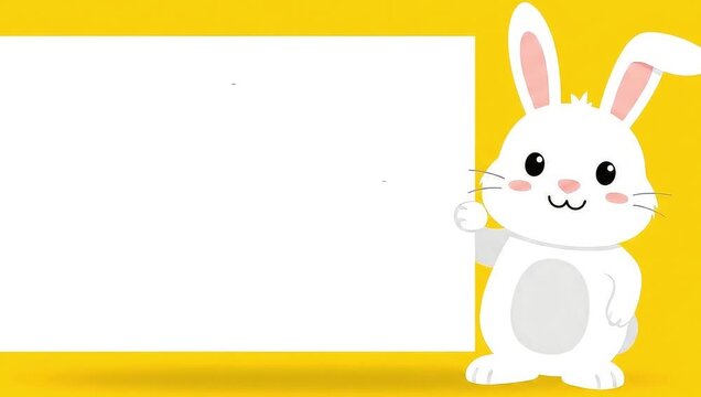 Cute Bunny with Blank Sign - Easter and Springtime Fun.