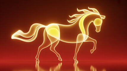 Fiery horse spirit glowing with intense energy symbolizing chinese new year and fortune