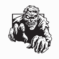 Terrifying Zombie Ready to Attack Vector Illustration Horror Design