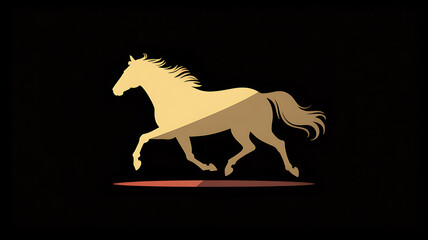 Golden horse galloping silhouette celebrating chinese new year symbol of strength and prosperity