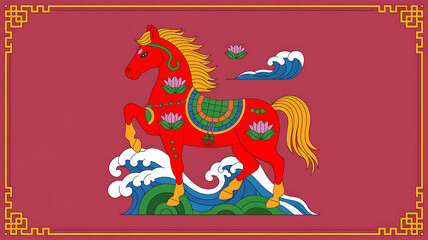 Vibrant red horse symbolizing power and prosperity chinese new year celebration