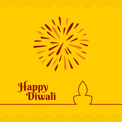 Fototapeta premium Diwali festival card design with yellow theme