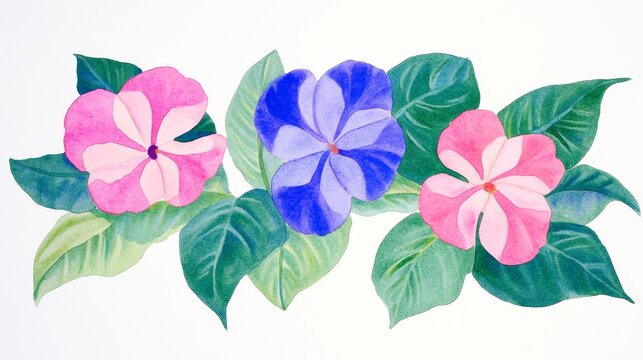 Stock illustration featuring a watercolor painting of pink phlox flowers