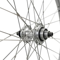 Close-up of a bicycle wheel hub showcasing intricate spokes and mechanical components