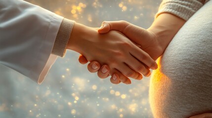 "Prenatal Handshake Between Doctor and Expectant Mother &ndash; Symbol of Trust, Support & Maternal Healthcare Partnership"