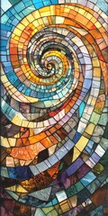 Fototapeta premium Swirling mosaic colorful fragmented glass panel