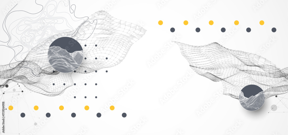 Wall mural the abstract wave is made in a frame style. template for science and technology presentation. vector