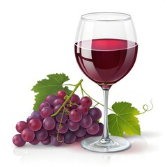 Red wine glass and grapes.	