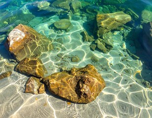 Transparent Water with Rocks: A Stunning Underwater View of Nature's Beauty