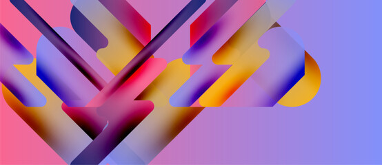 Abstract composition featuring vibrant gradients, overlapping shapes, dynamic lines. Modern design evokes energy, movement, visual interest.