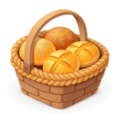 Wicker basket overflowing with various types of fresh baked bread.

