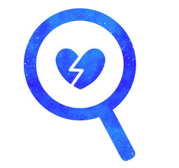 青い星空｜ひび割れたハートマークの虫眼鏡