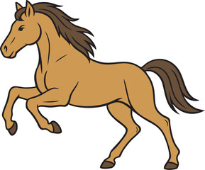 カラー　リアルな馬　走る　ベクター素材