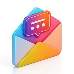3D rainbow envelope with new message icon.

