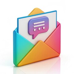 3D rainbow envelope with new message icon.

