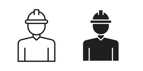 Construction worker icon simple vector symbol