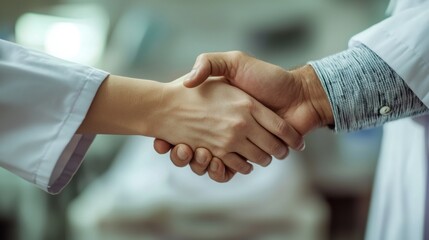 Doctors Shaking Hands in Clinical Setting – Symbol of Medical Partnership and Professional Trust