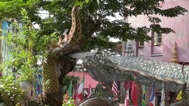 Decorative Dragon Fountain in Cultural Setting