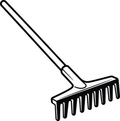 Vector silhouette garden rake tool for farming illustration