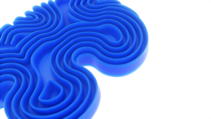 abstract blue shape 3d render isolated on white background, png, ai generated