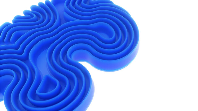 abstract blue shape 3d render isolated on white background, png, ai generated