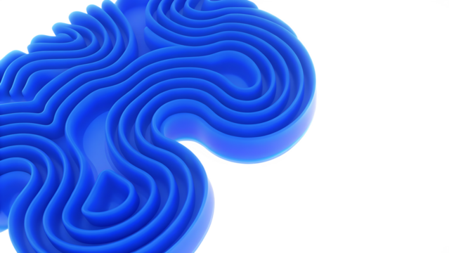 abstract blue shape 3d render isolated on white background, png, ai generated