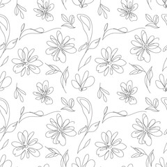 Seamless abstract floral pattern in a Japanese wabi-sabi inspired style.