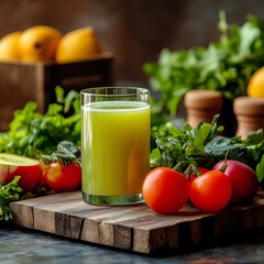 Refreshing Green Juice with Tomatoes and Parsley