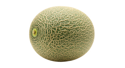 Single Fresh Cantaloupe Melon Showcasing Intricate Netted Skin