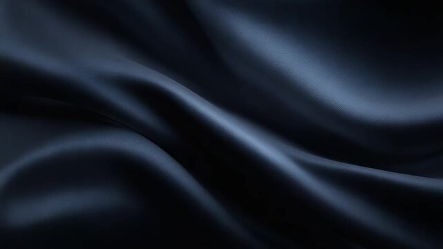 Smooth Shimmering Dark Fabric: An Elegant Display of Silky Texture and Fluid Movement Captured in Rich Black Tones Evoking a Sense of Luxury and Depth