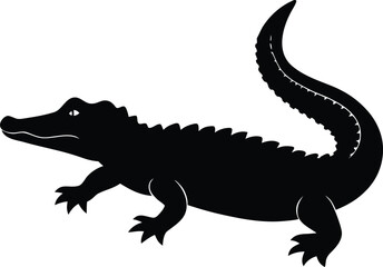 Black and white vector illustration of a small, isolated iguana on a white background