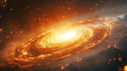 A stunning spiral galaxy with a bright central core and swirling arms filled with stars and cosmic dust in the vastness of space