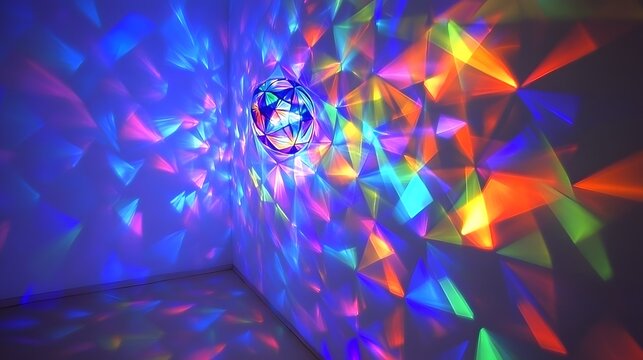 Abstract Colorful Light Reflections Disco Ball Wall