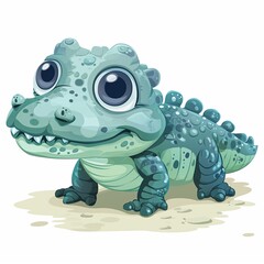 A cute baby crocodile with big eyes.