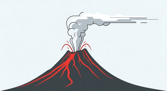 Volcanic Eruption Illustration - A Powerful Display of Natures Fury.